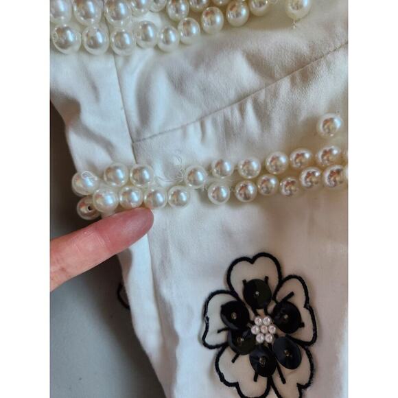 NWD Maeve 3D Embellished Pearl Shift Mini Dress Sz XSP Petite White #9N501 - Picture 7 of 14